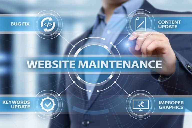 Developer managing website updates and backups